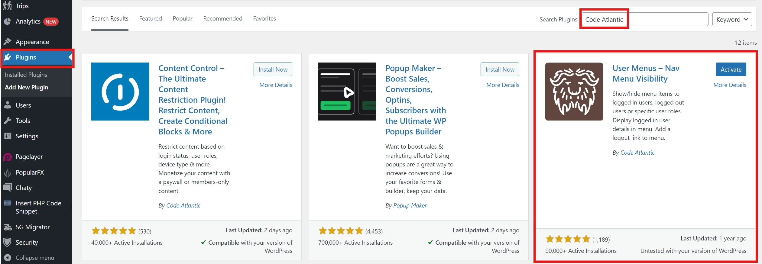 menu access control menu access control